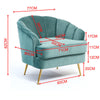Modern Occasional Velvet Armchair Scallop Wing Back Chair with Golden Legs Sofa