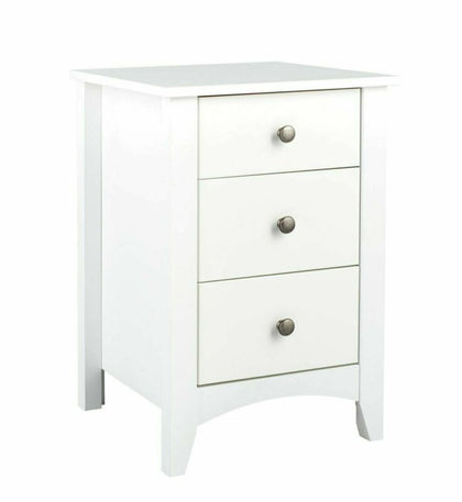 3 Drawer Bedside Table - White