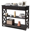 3-Tier Console Table X-Design Hallway Storage Cabinet Sofa Side Table W/ Drawer