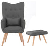 Linen Fabric Accent Wing High Back Armchair Chair Living Room Footstool Lounge