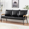 Modern 3-Seater Faux Leather Sofa Armchair Black/Cream/Brown Couches Living Room