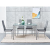 105cm 120cm Glass Dining Table and 4 /6 Padded Chairs Set Home Kitchen Furniture