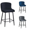 Set of 2 Bar Stools Velvet Modern Bar Chairs Metal Legs Home Kitchen Dining Room