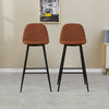 2x Bar Stools Kitchen Bar Stools Brown PU Diamond Soft Padded Seat Back Metal
