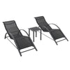 3pcs Ergonomic Sun Lounger Set Garden Poolside Recliner Deck Chair w/ Side Table