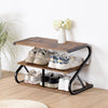 Industrial Shoe Rack 2/3 Tiers Wood Metal Shelf Footwear Organizer Space Saving