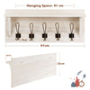 61cm Wall-Mounted Wooden Coat Rack Shelf with 5 Double Hooks & Top Display Shelf