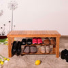 90cm Strip Pattern 3 Tiers Bamboo Stool Shoe Rack Storage Bench