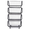 4 Tiers Kitchen Storage Trolley Cart Rack Tray Metel Wire Basket Shelf Rolling