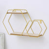 Vintage Metal Dual Hexagon Wall Shelf Books Ornament Storage Holder Display Rack