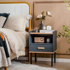 Modern Nightstand End Table Compact Sofa Side Table with Drawer & Open Shelf