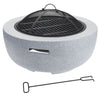 Light Grey Round Fire Pit Bowl Heater BBQ Grill Camping Burner Outdoor Garden