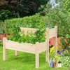 Raised Garden Bed 2-Tier Fir Wood Elevated Planter Flower Herb W/ Drain Holes