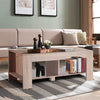 Rectangle Coffee Cocktail Table w / Tabletop 2 Compartments & 2 Storage Shelves