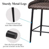 2 Pcs Brown Faux Leather Bar StoolsDiamond Seat Dining Room Chairs Metal Legs
