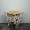 Geometric White Wire Square Wooden Side Basket Storage Unit Coffee Table Bedroom