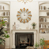 Large 60cm Round Mirror Clock Irregular Bevelled Sun Burst Mirrored Wall Clock