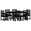 7 Piece Garden Dining Set Black Solid Wood Pine C1J6
