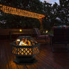 Hexagon Patio Fire Pit Charcoal Log Burning Metal Fire Bowl with Fire Poker