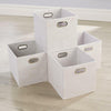 Large Off White Foldable Canvas Storage Folding Box Fabric Cube 4 Piece Set