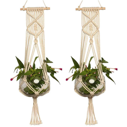 2X Wall Hanging Macrame Jute Hangers Flower Plant Pot Planter Basket Holder UK