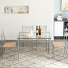 Modern Glass Dining Table and 4 Chairs Set MDF Cushion Home Kitchen Furniture