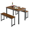 3 PCS Dining Table Set Dining Table & 2 Benches 2-4 Persons W/ Anti-Rust Frame