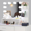 Dressing Table Stool Set with LED Mirror Cabinet Drawer Shelves Makeup Table