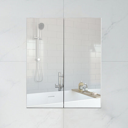 2 Door White Bathroom Cabinet Wall Mounted Mirror Storage Unit Cupboard Modern