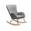 Grey Fabric Upholstered Rocking Chair with Solid Wood Curved Legs Padded Seat UK
