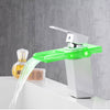 LED Waterfall Tap Bathroom Basin Taps Mixer Bath Single Lever Brass Deck Mounted