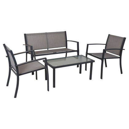 4 piece Grey Outdoor Garden Chair Table Conversation Lounge Furniture Patio Set