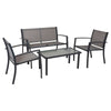 4 piece Grey Outdoor Garden Chair Table Conversation Lounge Furniture Patio Set