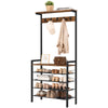 Coat Rack Stand Hall Tree w/ 5 -tier Shoe Storage Rack Large Hall Stand