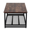 Coffee Table w/ Mesh Bottom Storage Wood Industrial Metal Side Table Livingroom