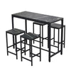 5Pcs Black Marble Bar Table & 4 Stools Breakfast Kitchen Dining Set Bar Bistro
