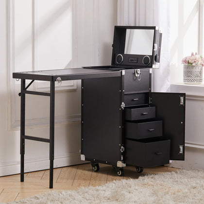 Folding Dressing Table Vanity Makeup Case Travel Trolley Manicure Nail Table UK