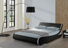 Black Designer King Bed Frame 5FT Size Faux Leather Slats Padded Headboard Solid