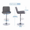 2pcs Gray Faux Leather Silver Chromed Base Swivel Bar Stool Height Adjustable