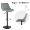 2X Grey Faux Leather Bar stools Padded Metal Base Footrest Breakfast Chair