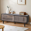 Retro 120cm TV Unit Cabinet Media Stand Sideboard Charcoal Grey Sliding Doors UK
