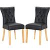 Set of 2 Dining Chairs High Back PU Leather Kitchen Chair Modern Wood Legs Home