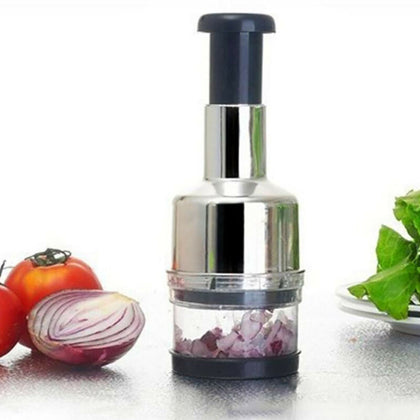 Manual Hand Press Garlic Onion Vegetable Food Chopper Cutter Processor Dicer uk