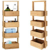 Freestanding Bamboo 4 Tier Display Storage Baskets Wooden Stand Shelving Unit