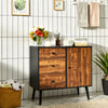 Industrial Storage Cabinet Adjustable Wooden Buffet Sideboard W/ 3 Drawers &Door