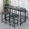 5Pcs Black Marble Bar Table & 4 Stools Breakfast Kitchen Dining Set Bar Bistro