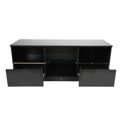 Modern 120cm TV Stand Unit Cabinet High Gloss with Drawers LED Light