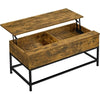 Industrial Split Lift-top Coffee Table with Storage Compartments & Metal Legs