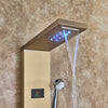 Gold LED Shower Panel Column Tower Massagers Body Jets Bathroom Mixer Taps Wall