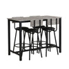 Marble Effects Bar Table & 4 Stools Breakfast Kitchen Dining Set Bar Bistro NS